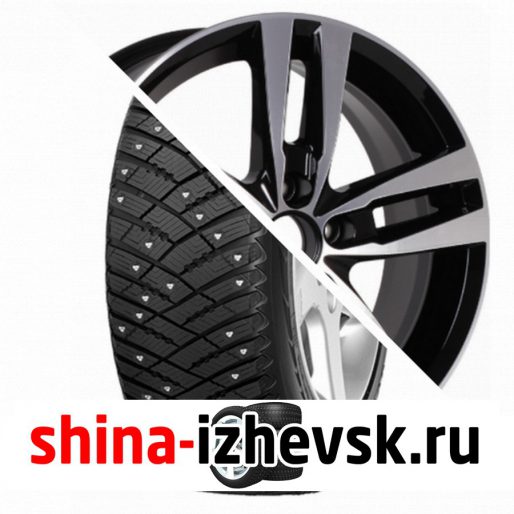Колесо в сборе Goodyear Ultra Grip Ice Arctic 215/65 R16 T 98 + КиК Rassvet 6.5xR16 5×112 ET50 DIA57.1 Черный глянцевый с полированными элементами лицевой поверхности в Ижевске